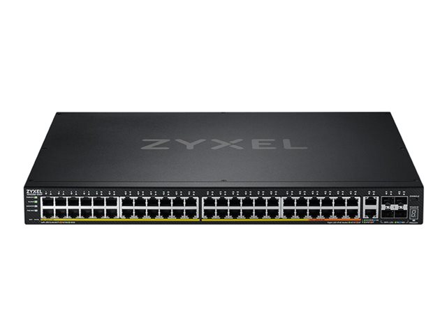 Zyxel XGS2220 Series XGS2220-54HP - Switch - 48-port GbE L3 access, NebulaFLEX Cloud, with 6 10G uplink - Managed - 40 x 10/100/1000 (PoE+) + 8 x 10/100/1000 (PoE++) + 2 x 1/2.5/5/10 (PoE++) + 4 x 10 Gigabit SFP+ - desktop, rack-mountable - PoE++ (600 W)