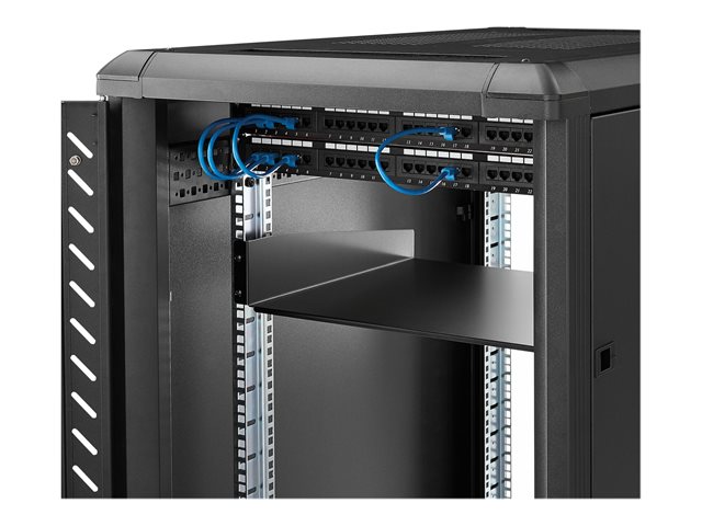 StarTech.com 2U Fixed Server Rack Mount Shelf, 16in Deep Steel Universal Cantilever Tray for 19\" AV/Data/Network Equipment Rack with Cage Nuts & Screws, 44lbs Weight Capacity, 60\" Deep - 2U Network Rack Shelf (CABSHELF) - Rack shelf - for P/N: RACK-18U-20-WALL-OA, RACK-21U-20-WALL-OA, RACK-24U-20-WALL-OA, RK12OD2, RK3236BKF