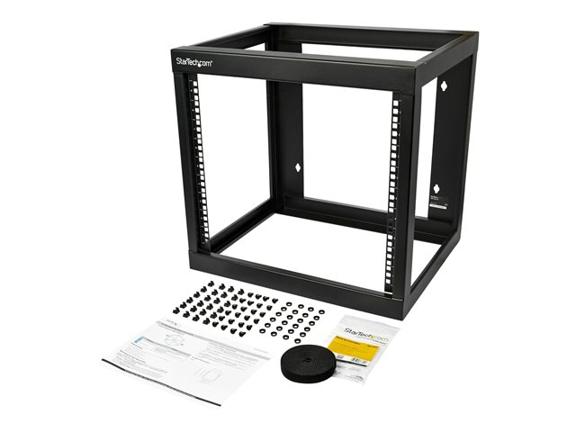 StarTech.com 9U 19\" Wall Mount Network Rack 17\" Deep 2 Post Open Frame for Server Room/Data/AV/IT/Communication/Computer Equipment/Patch Panel w/ Cage Nuts/Screws Hook/Loop 175lb Capacity - Wallmount Server Rack (RK919WALLO) - Rack open frame - 2-pos