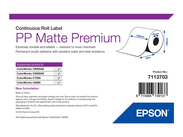 PP MATTE LABEL PREMIUM CONTINUOUS ROLL 1