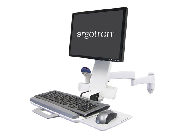 Ergotron 200 Series - Mounting kit (articulating arm, keyboard tray with left/right mouse tray, barcode scanner holder) - for LCD display / PC equipment - steel - white - screen size: up to 24\" - wall-mountable