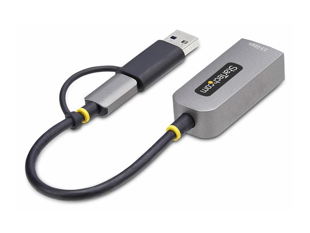 StarTech.com 2.5GbE USB-C to Ethernet Adapter with USB-A Converter - Network adapter - USB-C 3.2 Gen 1 / Thunderbolt 3 - 10M/100M/1G/2.5 Gigabit Ethernet - space grey