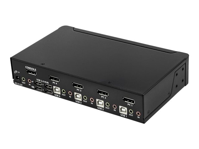 StarTech.com 4 Port DisplayPort KVM Switch, 4K 60Hz, Single Display, Dual Port UHD DP 1.2 USB KVM Switch with Integrated USB 2.0 Hub and Audio, Dell, HP, Apple, Lenovo, TAA Compliant - Keyboard/Video/Mouse Switch (SV431DPUA2) - KVM / audio switch - 4 x KVM / audio - 1 local user - desktop - AC 100 - 240 V