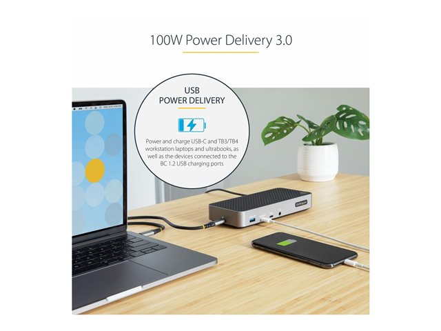 StarTech.com USB-C Triple Monitor Docking Station - HDMI/DP Triple 4k USB-C Dock - 5x USB Hub - GbE - 100W PD - Universal Multi Monitor Docking Station - Thunderbolt 3/4 Compatible (116E-USBC-DOCK) - Docking station - USB-C - 1GbE