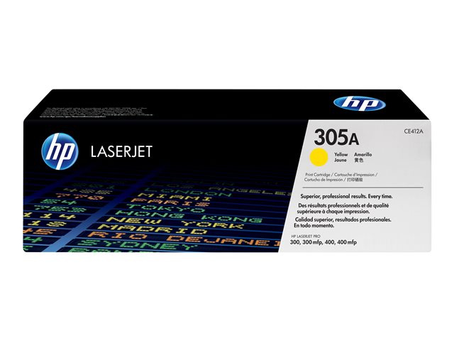 HP 305A - Yellow - original - LaserJet - toner cartridge (CE412A) - for LaserJet Pro 300 color M351a, 300 color MFP M375nw, 400 color M451, 400 color MFP M475