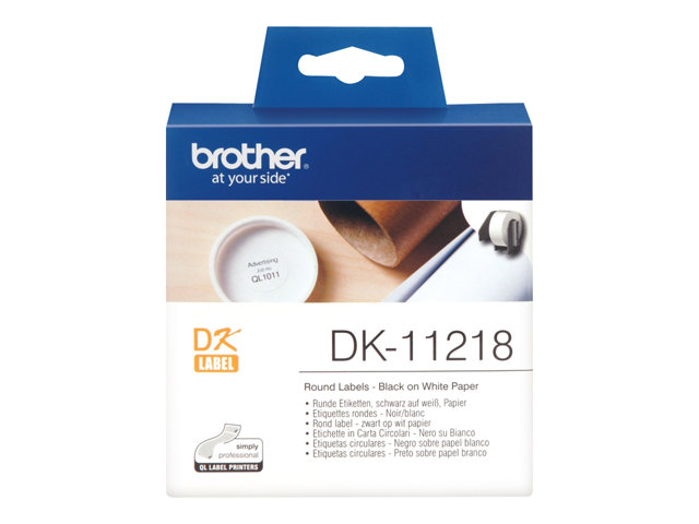 Brother DK-11218 - Black on white - Roll (2.4 cm) 1000 pcs. (1 roll(s) x 1000) labels - for Brother QL-1050, QL-1060, QL-500, QL-550, QL-560, QL-570, QL-580, QL-650, QL-700, QL-720