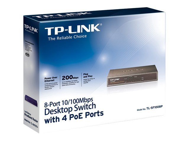 TP-Link TL-SF1008P - Switch - 4 x 10/100 (PoE) + 4 x 10/100 - desktop - PoE