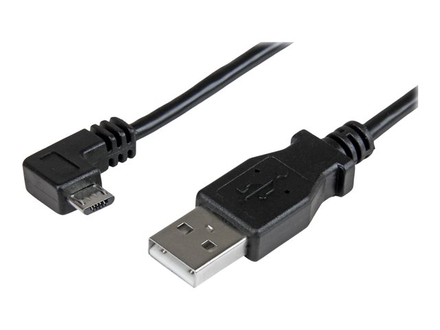 StarTech.com 1m 3 ft Micro-USB Charge-and-Sync Cable - Right-Angle Micro-USB - M/M - USB to Micro USB Charging Cable - 30/24 AWG (USBAUB1MRA) - USB cable - Micro-USB Type B (M) to USB (M) - USB 2.0 - 1 m - right-angled connector - black - for P/N: USB2PCARBK, USB2PCARBKS, USBEXTAA10BK, USBEXTAA6BK, USBLT2PCARW, USBUB2PCARB