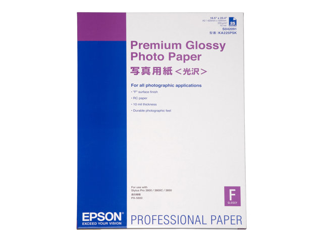Epson Premium Glossy Photo Paper - Glossy - A2 (420 x 594 mm) 25 sheet(s) photo paper - for SureColor P5000, SC-P7500, P900, P9500, T2100, T3100, T3400, T3405, T5100, T5400, T5405