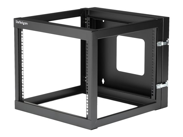StarTech.com \"8U Hinged Open Frame Wall Mount Network Rack - 4-Post 22\"\" Depth Swing Out Computer Equipment Rack - 140lbs capacity (RK819WALLOH)\" - Rack - wall mountable - black - 8U - 22\"