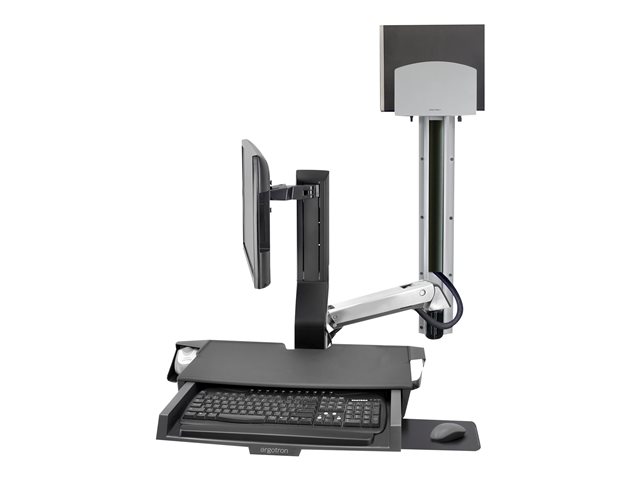 Ergotron SV Combo System with Worksurface & Pan, Medium CPU Holder - Mounting kit (CPU holder, wrist rest, wall mount bracket, track mount bracket kit, slide-out mouse tray, monitor mount, barcode scanner and mouse holder, combo arm, work surface wit