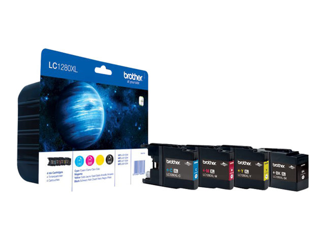 Brother LC1280XL Value Pack - 4-pack - black, yellow, cyan, magenta - original - ink cartridge - for Brother MFC-J5910DW, MFC-J6510DW, MFC-J6710DW, MFC-J6910DW