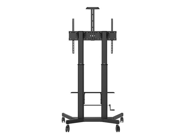 VISION Professional Display Floor Stand - LIFETIME WARRANTY - Steel Cart fits display 55-100\" with VESA sizes up to 800 x 600 - Crank handle adjusts height - Tilt adjustment - Large shelf for laptop or video bar included - VC shelf included - 100 mm