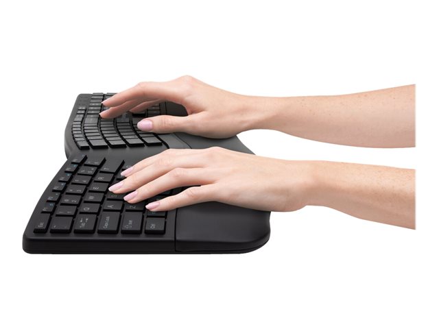 Kensington Pro Fit Ergo Wireless Keyboard - Keyboard - wireless - 2.4 GHz, Bluetooth 4.2 - French - black