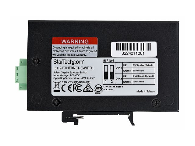 StarTech.com 5-Port Unmanaged Industrial Ethernet Switch - IP30 - TAA - Switch - unmanaged - 5 x 10/100/1000Base-T - DIN rail mountable, wall-mountable - DC - TAA Compliant