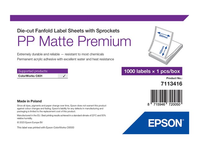 PP Matte Label Prem Die-cut Fanfold with