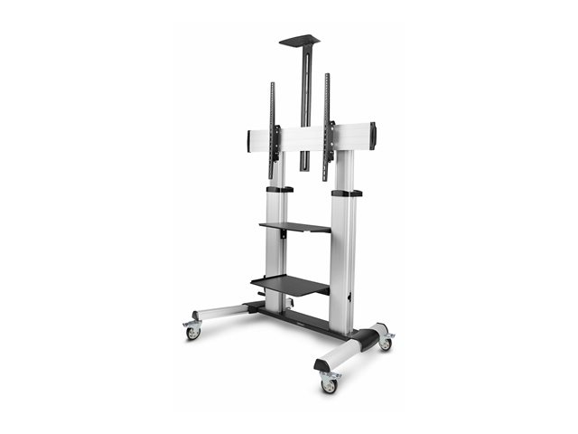 StarTech.com Rolling TV Cart/Stand On Wheels, Up to 100inch/220lb Screens - Cart - for flat panel - plastic, aluminium, steel - black, silver - screen size: 60\"-100\"
