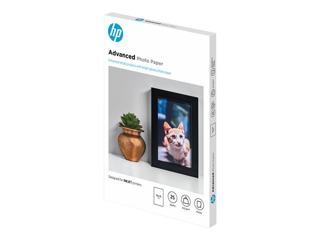 HP Advanced Glossy Photo Paper - Glossy - 100 x 150 mm - 250 g/m² - 25 sheet(s) photo paper - for ENVY Inspire 7255, 79XX, Officejet 80XX, Photosmart B110, Smart Tank Plus 55X