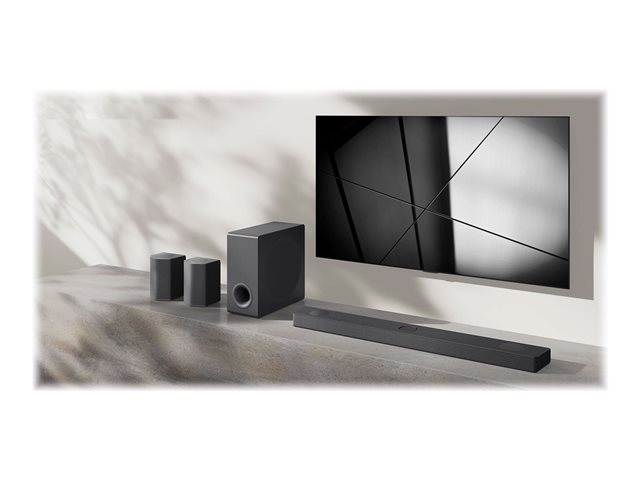 LG DS95QR - Sound bar system - for home theatre - 9.1.5-channel - wireless - Wi-Fi, Bluetooth - App-controlled - 810 Watt (Total) - dark steel silver