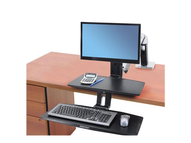 Ergotron WorkFit-A with Suspended Keyboard, Single LD Standing Desk - Stand - for LCD display / keyboard - black, polished aluminium - screen size: up to 24\"