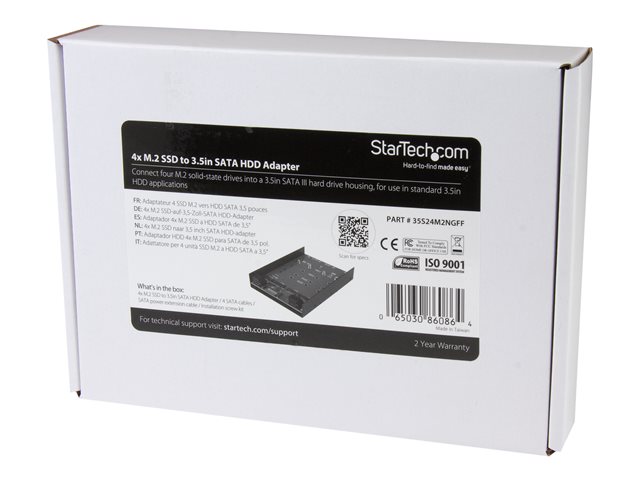 StarTech.com 4-Drive M.2 SSD (NGFF) to SATA Hard Drive Adapter for 3.5\" Drive Bay - Supports 2230/2242/2260/2280/22110 M.2 NGFF SATA - 6Gbps (35S24M2NGFF) - Storage controller - M.2 - SATA 6Gb/s - SATA 6Gb/s