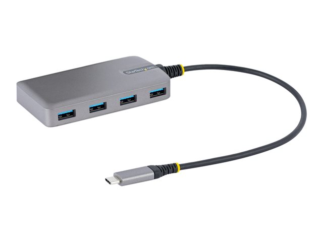 StarTech.com 4-Port USB-C Hub, USB 3.0 5Gbps, Bus Powered, USB Type-C to 4x USB-A Hub with Optional Auxiliary Power Input, Portable Desktop/Laptop USB Hub with 1ft (30cm) Attached Cable - USB Expansion Hub (5G4AB-USB-C-HUB) - Hub - 4 x USB 3.2 Gen 1