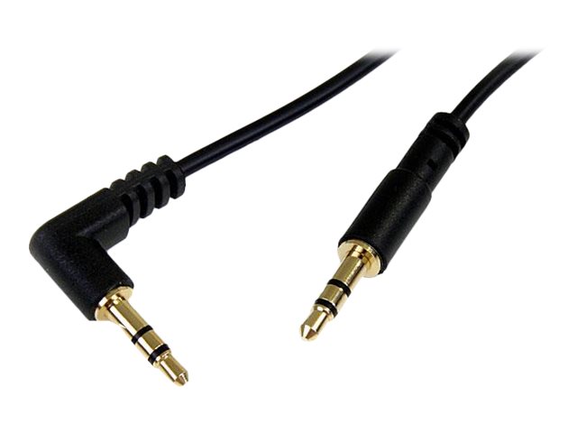 StarTech.com 6 ft Slim 3.5mm to Right Angle Stereo Audio Cable - M/M (MU6MMSRA) - Audio cable - mini-phone stereo 3.5 mm male to mini-phone stereo 3.5 mm male - 1.8 m - black - right-angled connector - for P/N: SV231DVGAU2A, SV431DVGAU2A