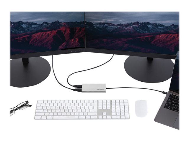 StarTech.com Thunderbolt 3 to Dual HDMI 2.0 Adapter - 4K 60Hz Dual Monitor TB3 HDMI Video Adapter - Thunderbolt 3 Certified -Mac & Windows (TB32HD24K60) - Adapter cable - 24 pin USB-C male to HDMI female - 28.4 m - silver - active, 4K60Hz (4096 x 2160) support - for P/N: TB33A1C