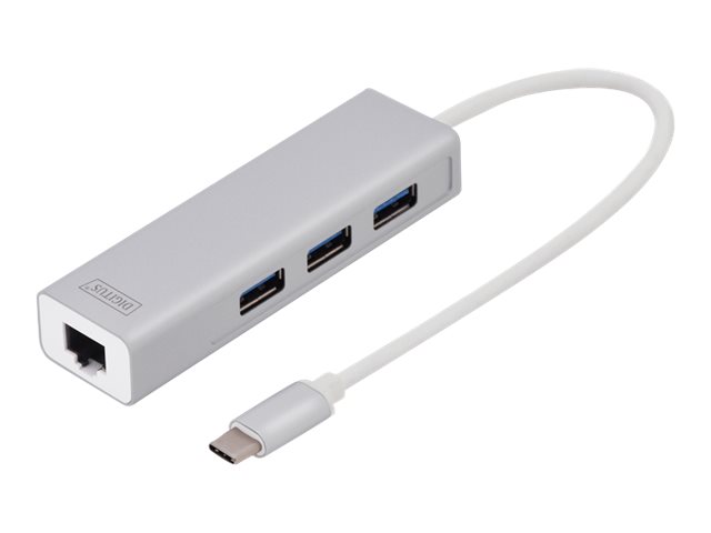 3 PORT USB 3.0 TYPE C HUB GIGABIT ETHERNET RJ45 WIN/MAC OS