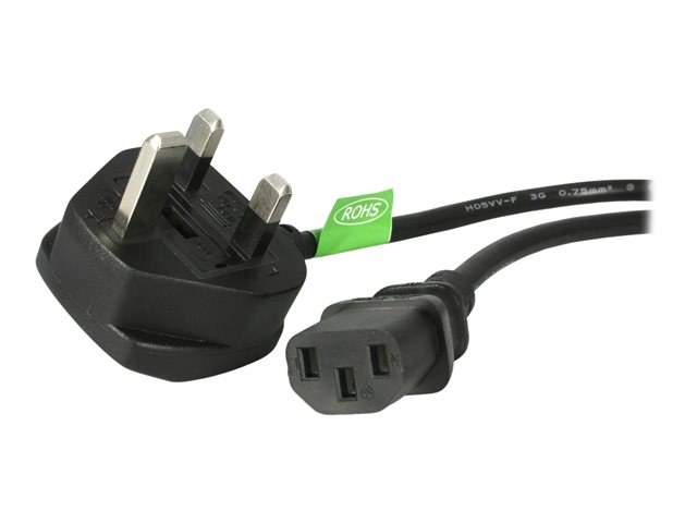 StarTech.com 6ft (1.8m) UK Computer Power Cable, 18AWG, BS 1363 to C13 Power Cord, 10A 250V, Black Replacement AC Power Cord, Monitor Power Cable, BS 1363 to IEC 60320 C13 Kettle Lead - PC Power Supply Cable - Power cable - power IEC 60320 C13 to BS 1363 (M) - 1.8 m - black - for P/N: KITBXAVHDPUK, KITBXDOCKPUK