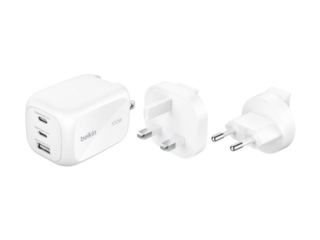 BOOSTCHARGE 100w 2C1A Wall Charger with interchangable plug tips UK, EU, US