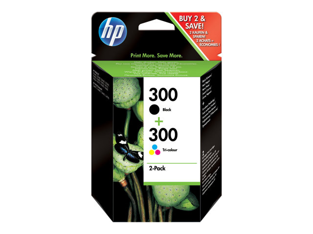 HP 300 - 2-pack - black, colour (cyan, magenta, yellow) - original - ink cartridge - for Deskjet D1663, D1668, D2680, D5560, F2420, F4213, F4580, ENVY 100 D410, 11X D411, 120