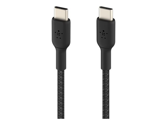 Belkin BoostCharge - USB cable - 24 pin USB-C (M) to 24 pin USB-C (M) - USB 2.0 - 20 V - 3 A - 15 cm - USB Power Delivery (60W), braided cable 