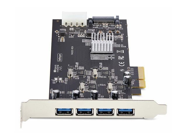 StarTech.com 4-Port USB-A PCIe Card, USB 3.2 5Gbps, 4x USB Controllers - USB adapter - PCIe 2.0 x4 - USB 3.2 Gen 1 x 4 - black - for P/N: FCREADMICRO3V2, USB315AC1M, USB3S2SAT3CB