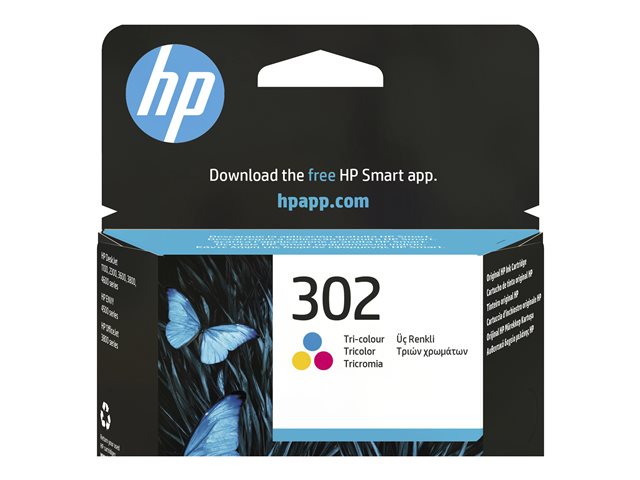 HP 302 - 4 ml - colour (cyan, magenta, yellow) - original - ink cartridge - for Deskjet 11XX, 21XX, 36XX, Envy 451X, 452X, Officejet 38XX, 46XX, 52XX