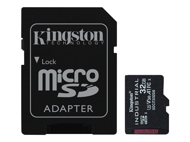 Kingston Industrial - Flash memory card (microSDHC to SD adapter included) - 32 GB - A1 / Video Class V30 / UHS-I U3 / Class10 - microSDHC UHS-I