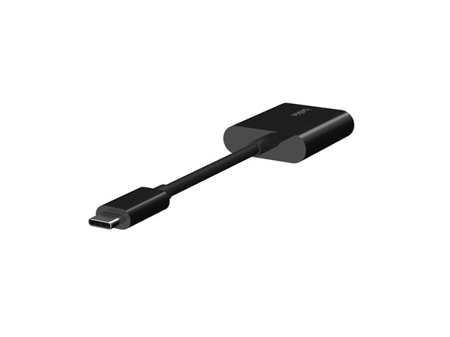 Belkin Connect Audio + Charge - USB-C to USB-C headphone / charging adapter - 24 pin USB-C male to 24 pin USB-C female - 14 m - black - USB Power Delivery (60W)
