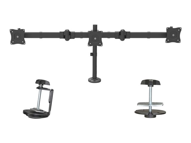 StarTech.com Desk Mount Triple Monitor Arm, Ergonomic VESA 3 Monitor Mount up to 27\", Articulating & Height Adjustable Pole Mount, Tilt/Swivel/Rotate LCD/LED Screen, Desk Clamp/Grommet - Monitor Pole Mount (ARMTRIO) - Adjustable arm - for 3 monitors