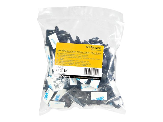 StarTech.com 100 Adhesive Cable Management Clips Black, Network/Ethernet/Office Desk/Computer Cord Organizer, Sticky Cable/Wire Holders, Nylon Self Adhesive Clamp UL/94V-2 Fire Rated - Nylon 66 Plastic - TAA (CBMCC1) - Cable clips - black - TAA Compl