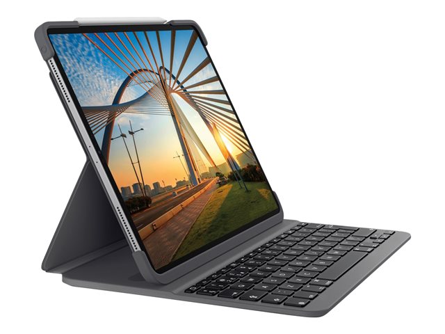 Logitech Slim Folio Pro - Keyboard and folio case - backlit - wireless - Bluetooth LE - QWERTZ - Swiss - for Apple 11-inch iPad Pro (1st generation, 2nd generation)