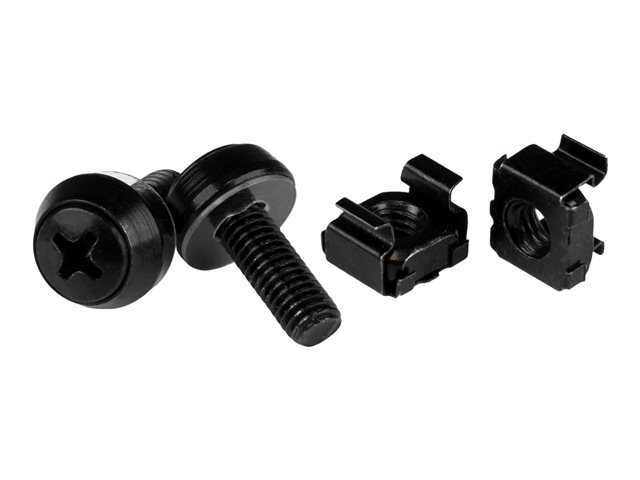 StarTech.com M6 Cage Nuts and Screws - 50 Pack - 12mm Rack Screws and Cage Nuts - Black (CABSCREWM6B) - Rack screws and nuts - black - for P/N: RACK-18U-20-WALL-OA, RACK-21U-20-WALL-OA, RACK-24U-20-WALL-OA, RK12OD2, RK3236BKF