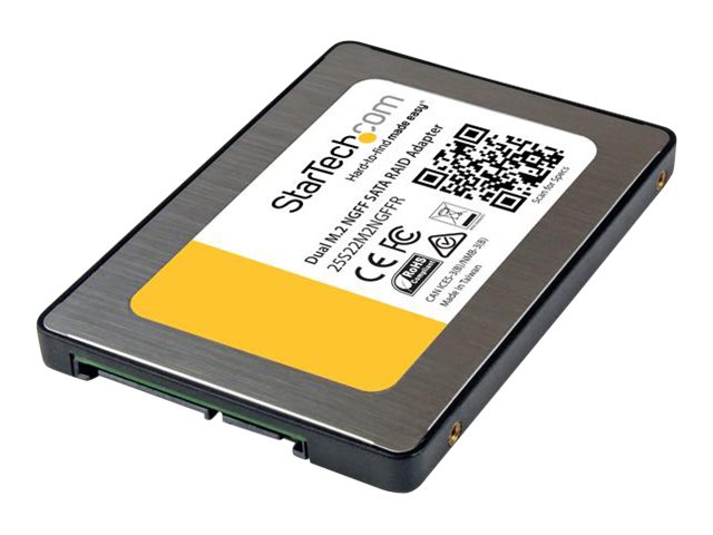 StarTech.com Dual M.2 SATA Adapter with RAID - 2x M.2 SSDs to 2.5in SATA (6Gbps) RAID Adapter Converter with TRIM Support (25S22M2NGFFR) - Storage controller (RAID) - M.2 - 2 Channel - M.2 Card - RAID RAID 0, 1, JBOD, BIG - SATA 6Gb/s - black, silver
