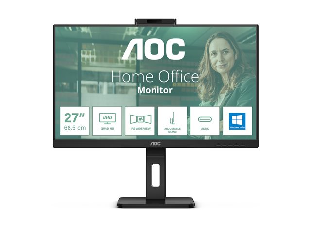 AOC Pro-line Q27P3CW - LED monitor - 27\" - 2560 x 1440 QHD @ 75 Hz - IPS - 350 cd/m² - 1000:1 - 4 ms - 2xHDMI, DisplayPort, USB-C - speakers - black