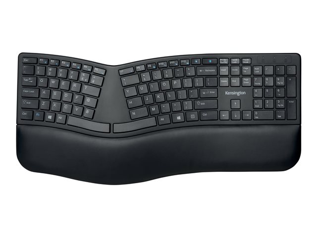 Kensington Pro Fit Ergo Wireless Keyboard - Keyboard - wireless - 2.4 GHz, Bluetooth 4.0 - US - black