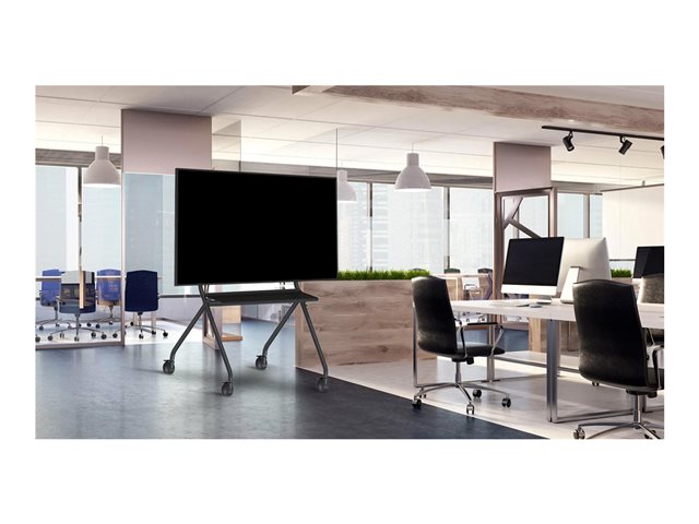 VISION Display Easel Trolley - LIFETIME WARRANTY - Cart fits display 55-100\" with VESA sizes up to 900 x 600 - make any Teams or Zoom setup portable - generous 240 x 250 mm laptop or video conference equipment shelf - SWL 100 kg / 220 lb - 100 mm / 4
