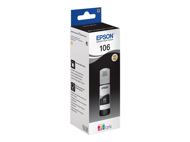 Epson 106 - 70 ml - photo black - original - black - ink tank - for EcoTank ET-7700, ET-7750, L7160, L7180, Expression Premium ET-7700, ET-7750