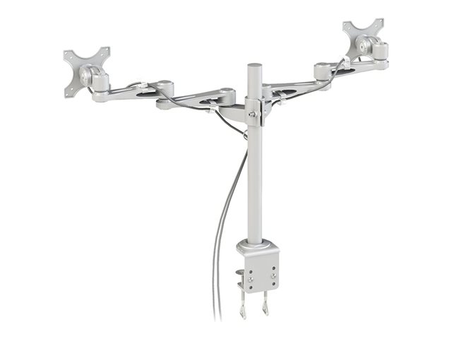 Neomounts FPMA-D935D - Mounting kit - full-motion - for 2 LCD displays - silver - screen size: 10\"-27\" - clamp mountable, desk-mountable