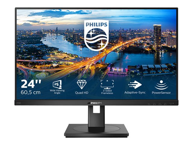 Philips B Line 245B1 - LED monitor - 24\" (23.8\" viewable) - 2560 x 1440 QHD @ 75 Hz - IPS - 250 cd/m² - 1000:1 - 4 ms - HDMI, DVI-D, DisplayPort - speakers - black texture