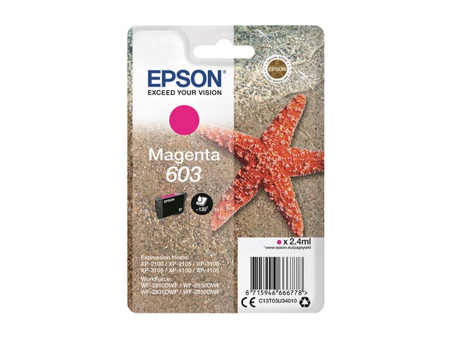 Epson 603 - 2.4 ml - magenta - original - blister - ink cartridge - for Expression Home XP-2150, 2155, 3150, 3155, 4150, 4155, WorkForce WF-2820, 2840, 2845, 2870