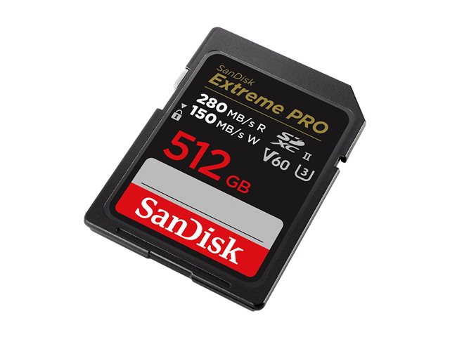 SanDisk Extreme Pro - Flash memory card - 512 GB - Video Class V60 / UHS-II U3 / Class10 - SDXC UHS-II